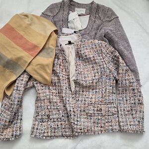 $500 Worth Bundle Of 2 Tweed Blazer  Jacket Poncho Sweater Top